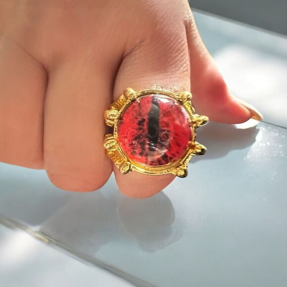 NIB Alloy Unisex Vintage Dragon Claw Eye Yellow Gold Metal Ring, Quality, Retro, - Picture 5 of 8